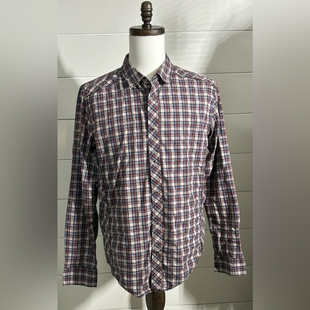 Prana pearl snap button down long sleeve shirt Men’s Size Large